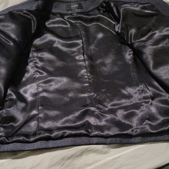 J Crew Charcoal Gray Lady Jacket Blazer Gold Buttons Navy Trim - 10 - Picture 7 of 9